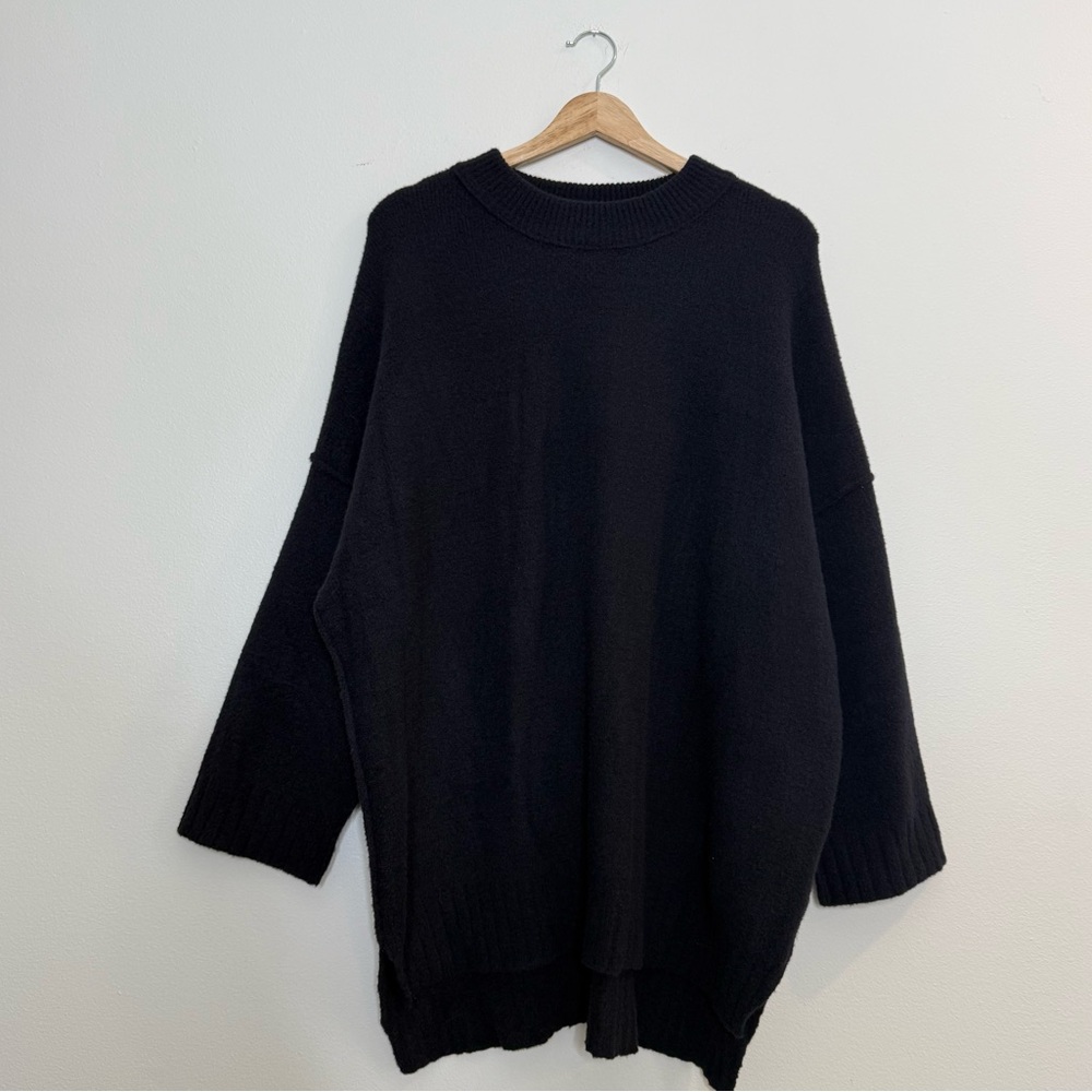 Free People Easy Street tunic Fuzzy Black Sweater